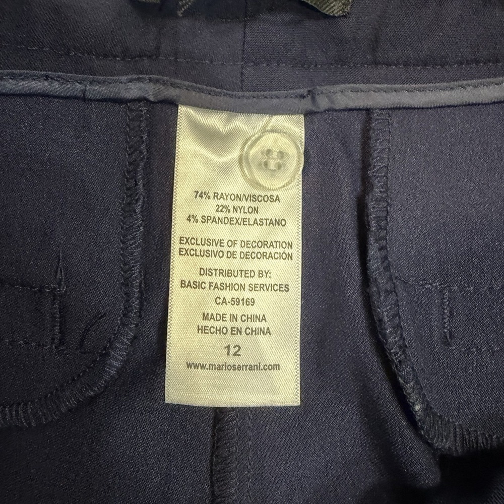 Mario Serrani Slim Fit Navy Dress Pants Blue Women L Tummy Control Stretch 12x27 - Picture 4 of 9